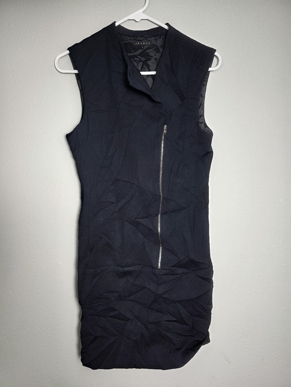 Theory Womens Black Wool Blend Sleeveless Zip Lined dress Size 6
